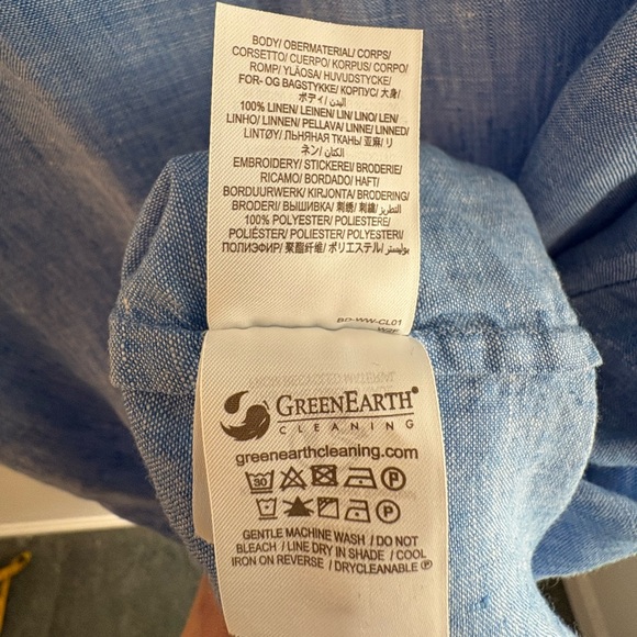 Boden Leonie Embroidered Long Sleeve Linen caftan in blue - Picture 15 of 15